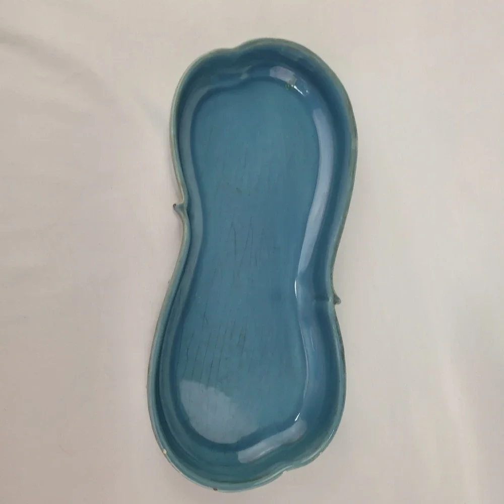 Vintage Royal Haeger USA Blue Drip Glaze Ceramic Dish Tray 13.5in